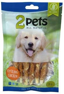 2PETS TYGGEPINNE M/KYLLING 12CM 6-PK, 70G 