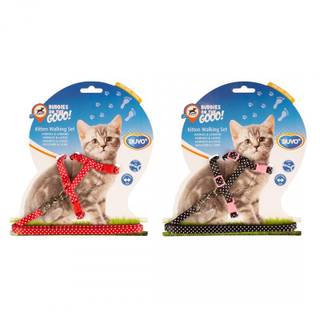 KATTESELE KITTEN WHITE DOTS 15-25CM 125CM/8MM SORT/RØD
