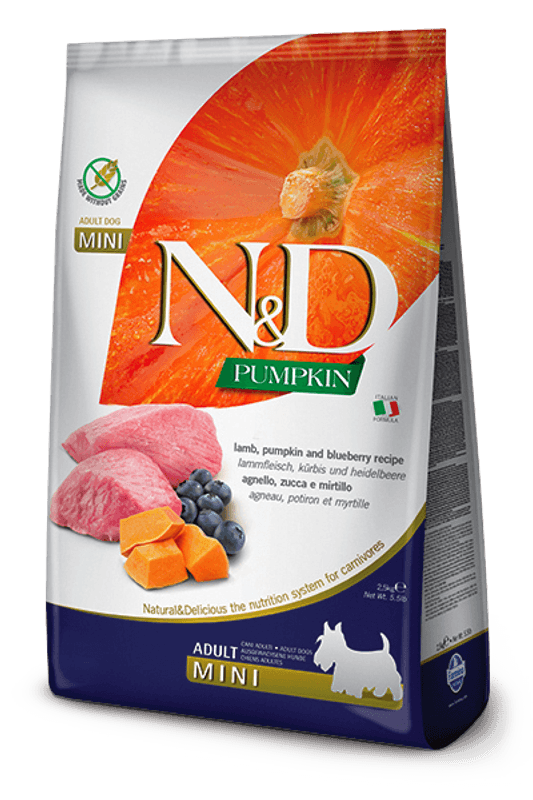 FARMINA N&D PUMPKIN LAMB & BLUEBERRY ADULT MINI