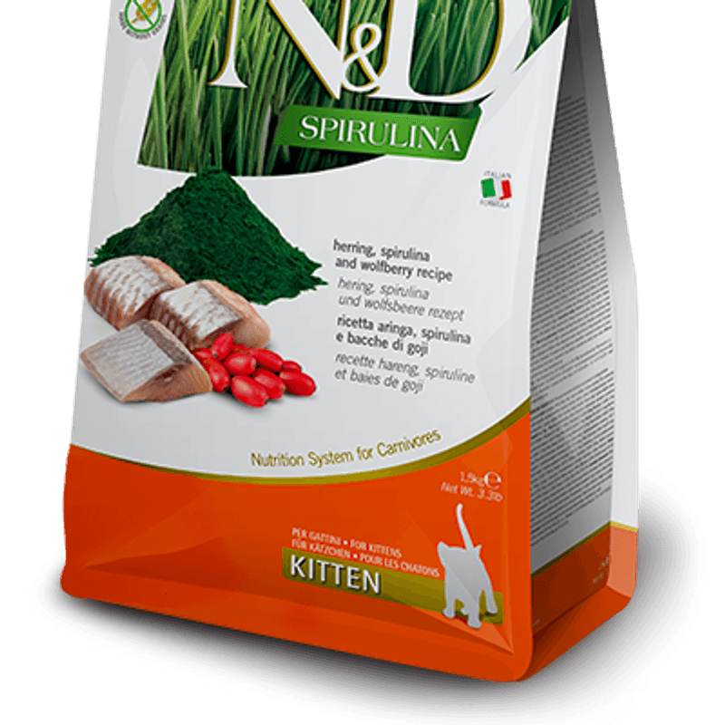 FARMINA N&D HERRING, SPIRULINA AND WOLFBERRY KITTEN 1,5KG