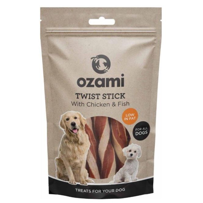 Hovedbilde OZAMI KYLLING OG FISK TWIST STICKS 100g